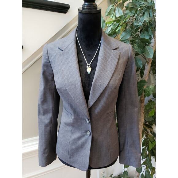 The Limited Blazer Jacket Women's Size 4 Gray Pinstripe Wool Single Breasted - Picture 1 of 16